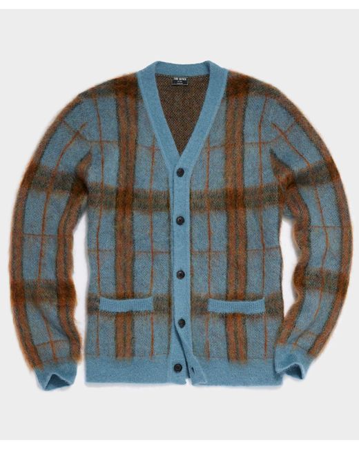 Todd Snyder Blue Mohair Plaid Cardigan for men