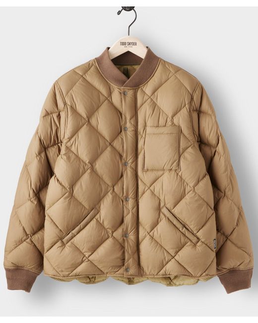 Todd Snyder Italian Quilted Down Snap Bomber in Brown for Men | Lyst
