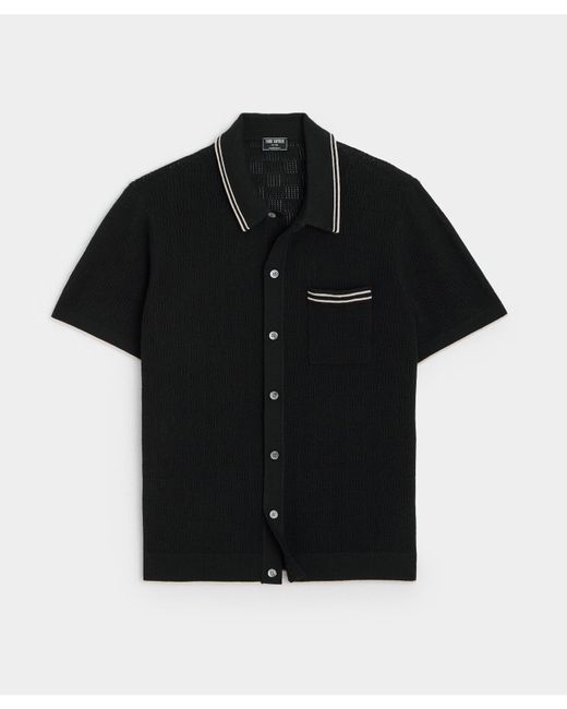 Todd Snyder Black Open-stitch Full-placket Polo for men
