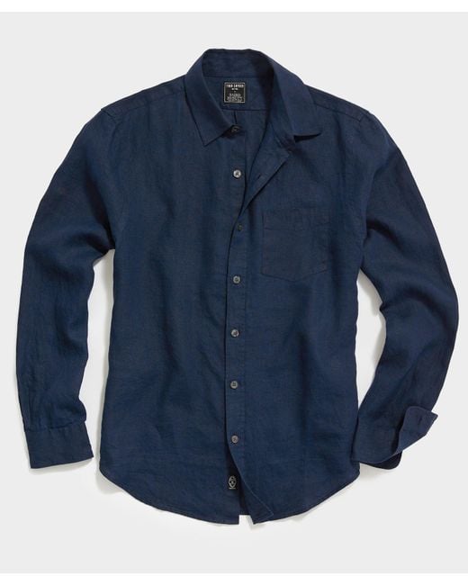 Todd Snyder Blue Slim Fit Sea Soft Irish Linen Shirt for men