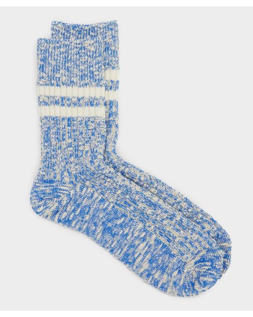 RoToTo Blue Two Stripe Cotton Slub Sock for men