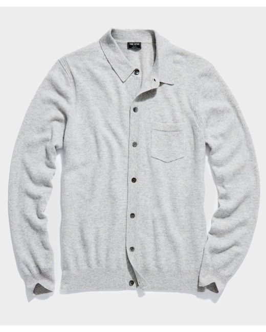 Todd Snyder Gray Cashmere Long-sleeve Sweater Polo for men