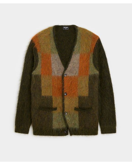 Todd Snyder Green Mohair Stacked Blocks Cardigan for men