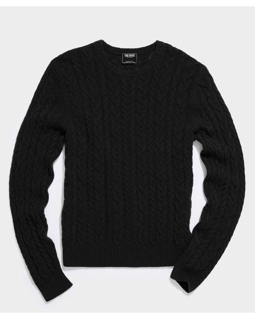 Todd Snyder Black Lambswool Cable Crew for men