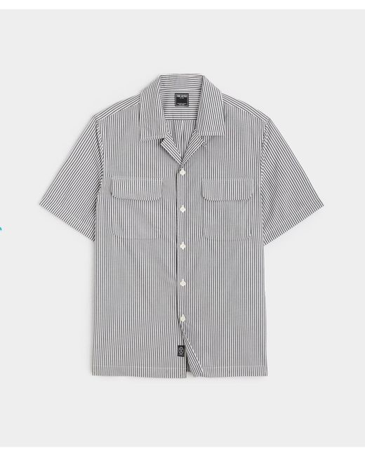 Todd Snyder Gray Pinstripe Two Pocket Short Sleeve Shirt In Charcoal for men