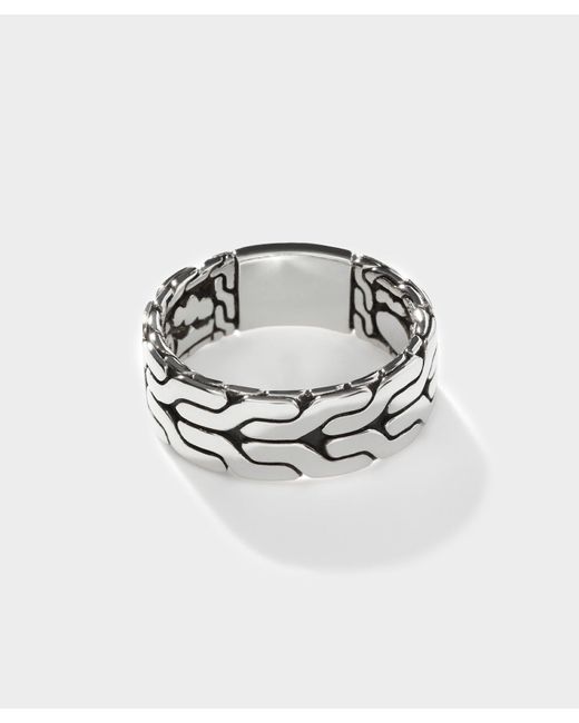 John Hardy Metallic Sterling Silver Carved Chain Band Ring for men