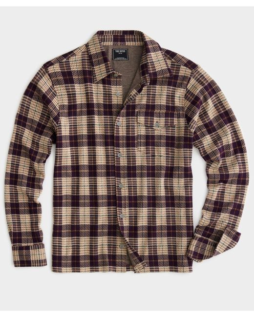 Todd Snyder Brown Plaid Full-placket Knit Shirt for men