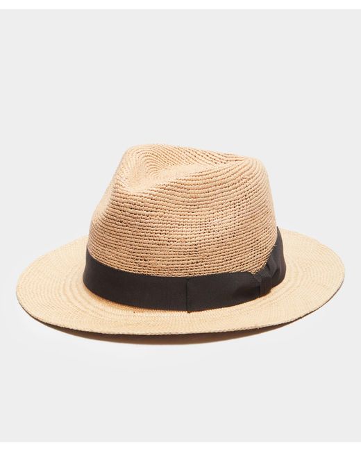 Cableami Natural Cbleami Panama Hat With A Brown Hatband for men