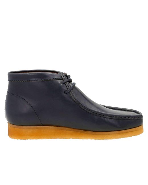 Clarks Wallabee In Petrol Blue Leather for men