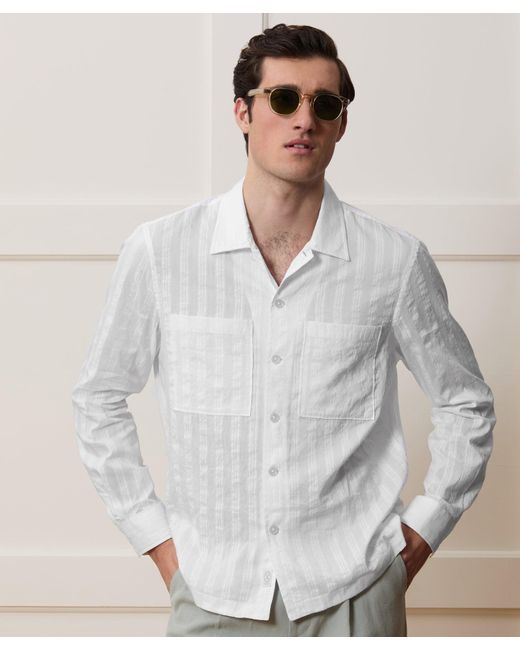 Todd Snyder White Relaxed Cotton-silk Jacquard Camp Collar Shirt for men