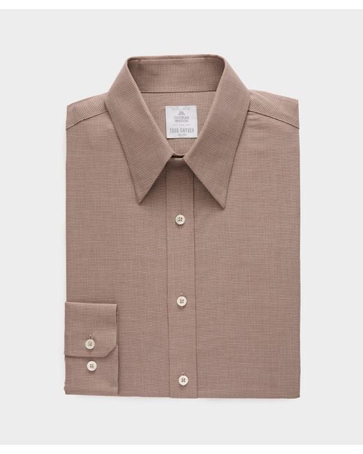 Todd Snyder Brown Lightweight Flannel Long Point Collar Dress Shirt for men