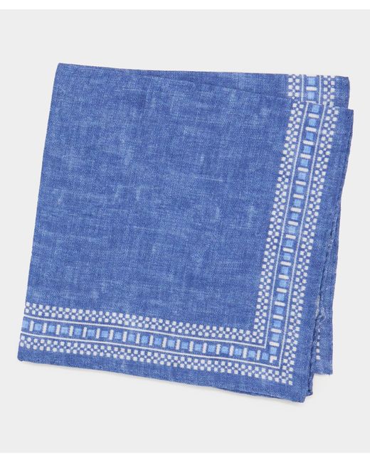 Todd Snyder Tile Border Pocket Square In Blue for men