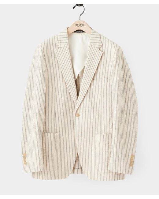 Todd Snyder Natural Striped Seersucker Madison Suit Jacket for men
