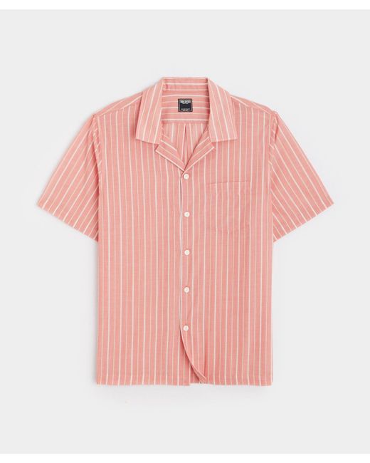 Todd Snyder Pink Summerweight Cafe Shirt In Red Stripe Shirt for men