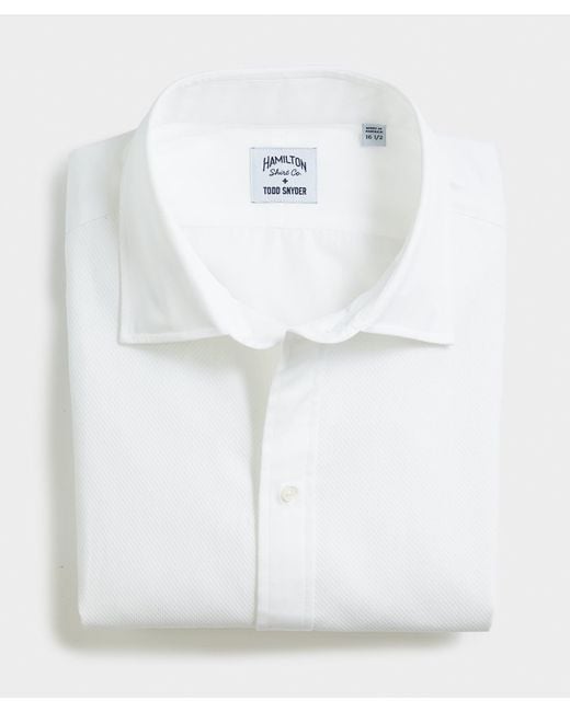 Hamilton White Pique Tuxedo Shirt With Center Placket for men