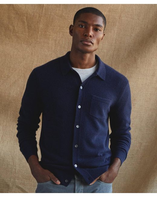 Todd Snyder Cashmere Long-sleeve Sweater Polo in Blue for Men | Lyst UK
