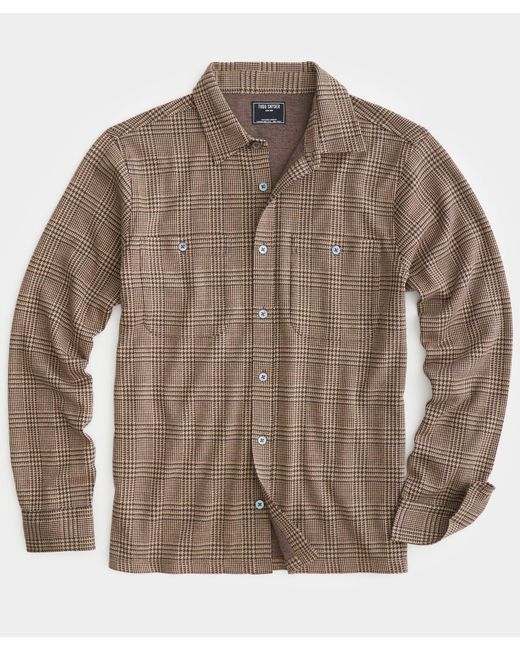 Todd Snyder Brown Long-sleeve Glen Plaid Double Knit Polo for men