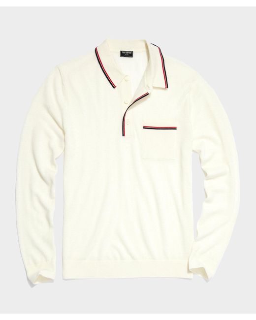 Todd Snyder Natural Long-sleeve Merino Tipped Polo for men