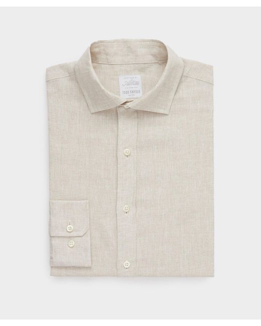 Todd Snyder White Linen Spread Collar Dress Shirt for men