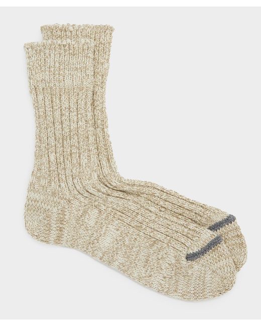 RoToTo Natural Recycled Cotton Ribbed Crew Sock for men