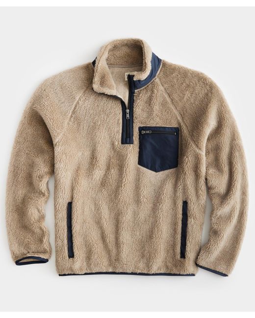 Todd Snyder Natural Solid Adirondack Fleece Half-zip Mockneck Jacket In Oatmeal for men