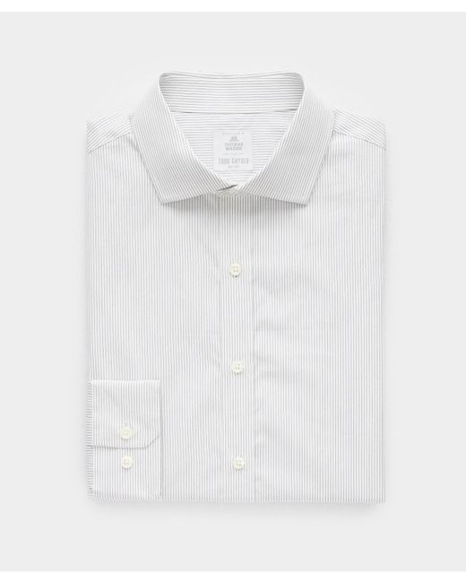 Todd Snyder White Pinstripe Spread Collar Dress Shirt for men