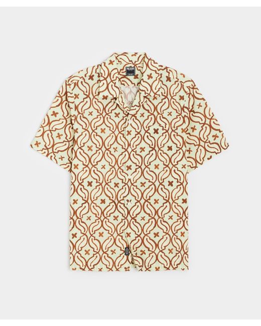 Todd Snyder Natural Tile Short Sleeve Camp Collar Shirt for men