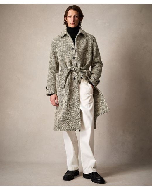 Todd Snyder Oversized Herringbone Balmacaan in Natural for Men | Lyst