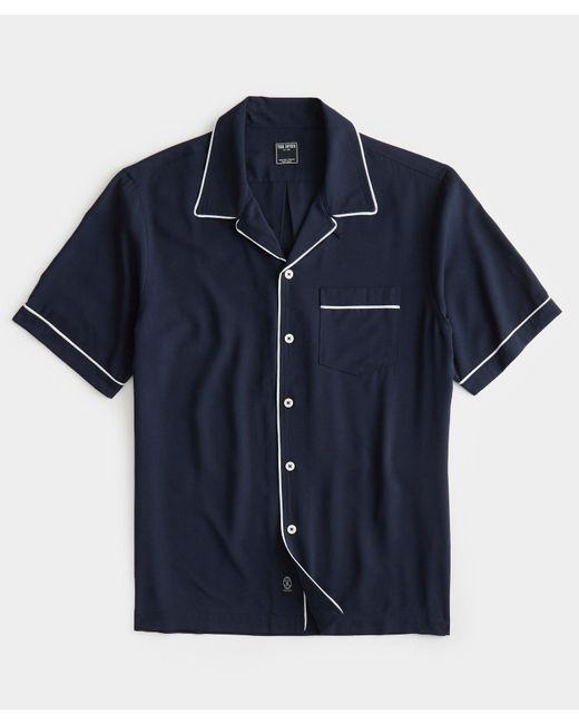 Todd Snyder Blue Japanese Tipped Rayon Lounge Shirt for men