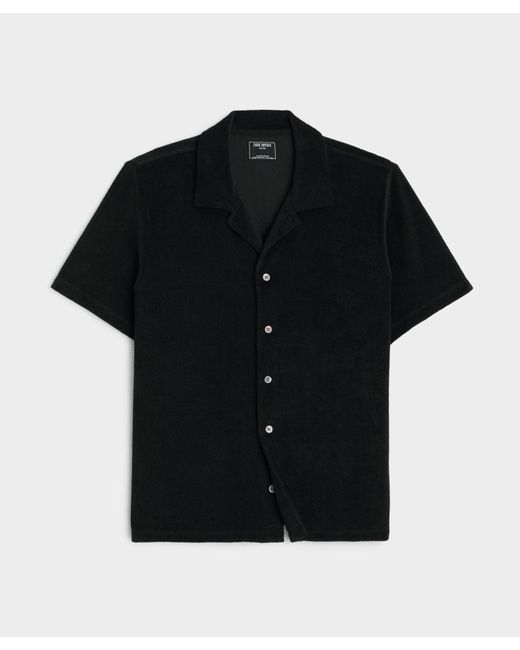 Todd Snyder Black Cropped Terry Cabana Polo Shirt for men