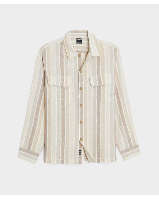 Todd Snyder White Tonal Stripe Linen Shirt Jacket In Cream for men