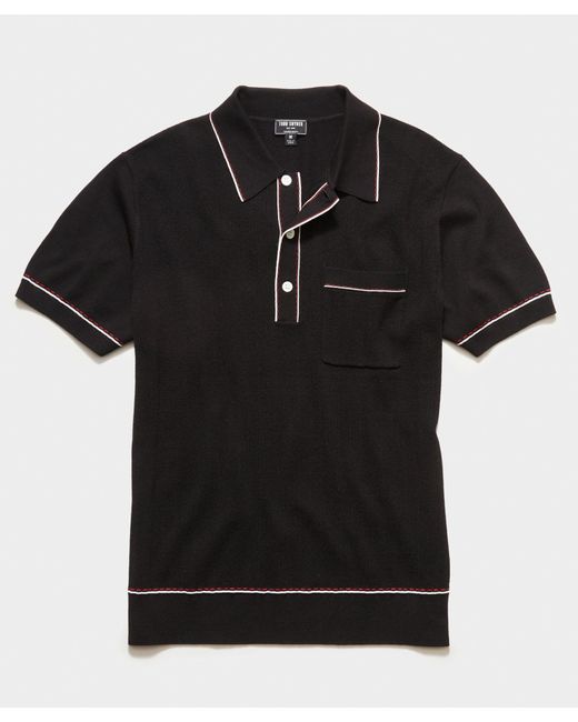 Todd Snyder Italian Cotton Silk Tipped Riviera Sweater Polo in Black ...