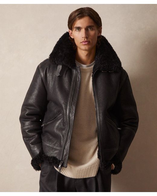 Todd Snyder Black Shearling Aviator for men