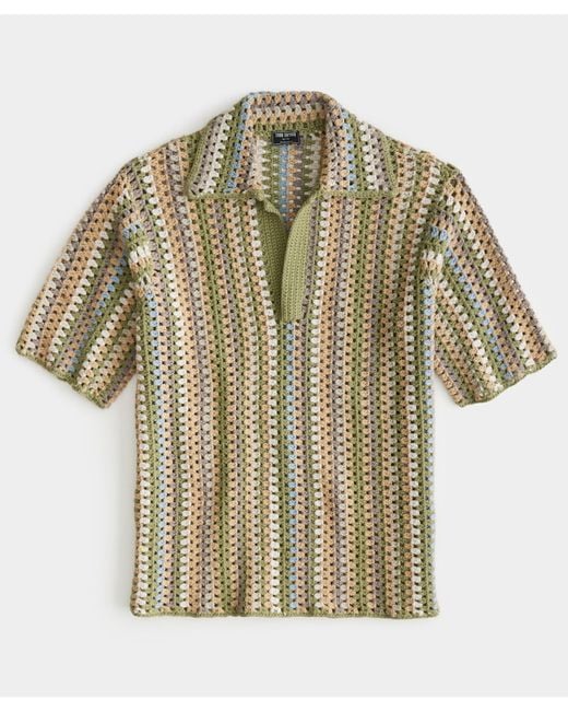 Todd Snyder Multicolor Vertical Stripe Crochet Sweater Polo for men