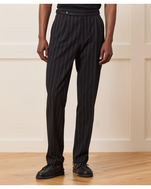 Todd Snyder Black Italian Seersucker Striped Side Tab Trouser for men