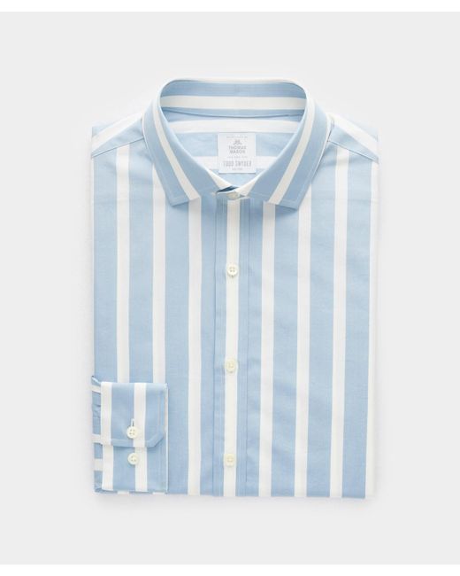 Todd Snyder Blue Awning Stripe Spread Collar Dress Shirt for men