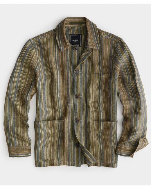 Todd Snyder Italian Linen Multi Stripe Chore Shirt in Green for Men Lyst