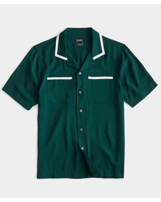 Todd Snyder Green Japanese Rayon Bowling Shirt for men