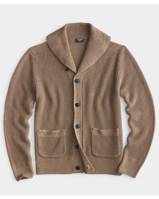 Todd Snyder Brown Cotton Linen Shawl Cardigan for men