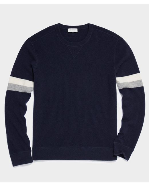 Todd Snyder Blue Arm Stripe Cashmere Sweatshirt for men