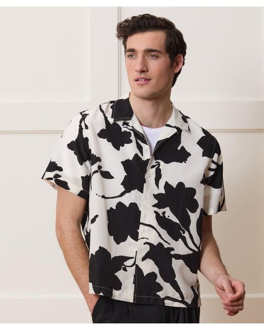 Todd Snyder Black Cropped Silk-cotton Camp Collar Shirt for men