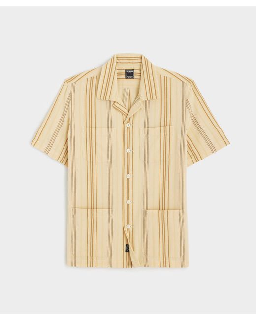 Todd Snyder Natural Short Sleeve Striped Guayabera Shirt for men