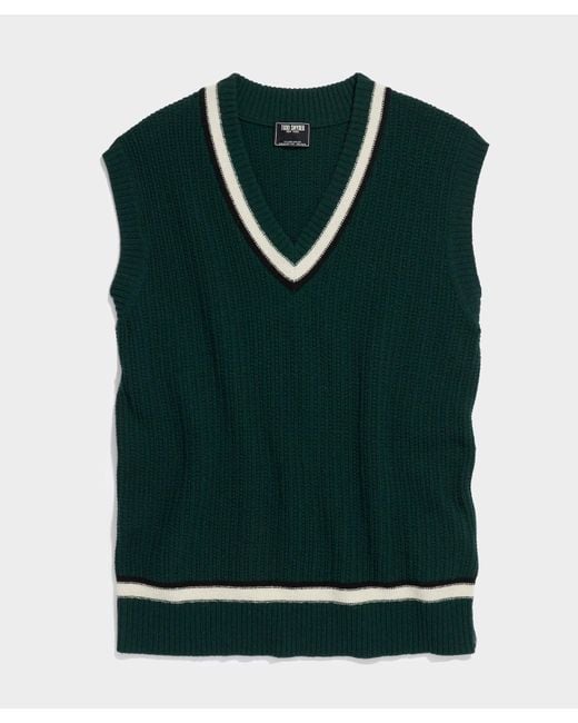 Todd Snyder Green Lambswool Cricket Sweater Vest for men