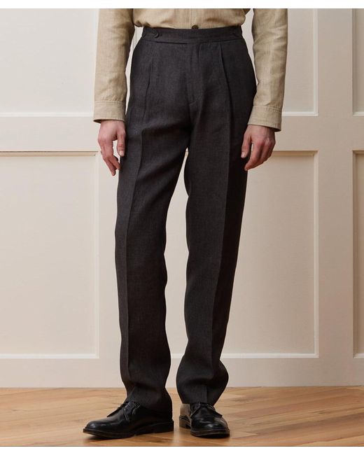 Todd Snyder Gray Italian Linen Side Tab Trouser for men