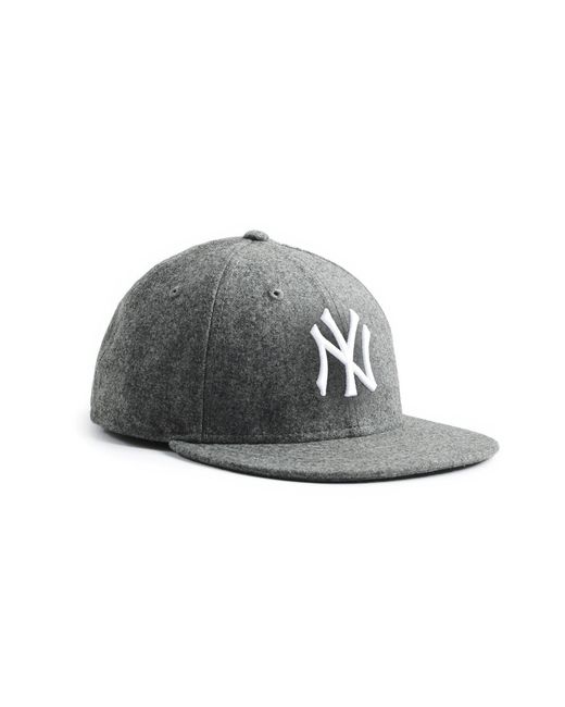 NEW ERA HATS Gray Exclusive Ny Yankees Hat In Italian Barberis Grey Wool Flannel for men