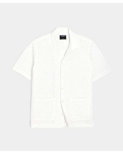 Todd Snyder White Cotton Jacquard Guayabera Polo Shirt for men