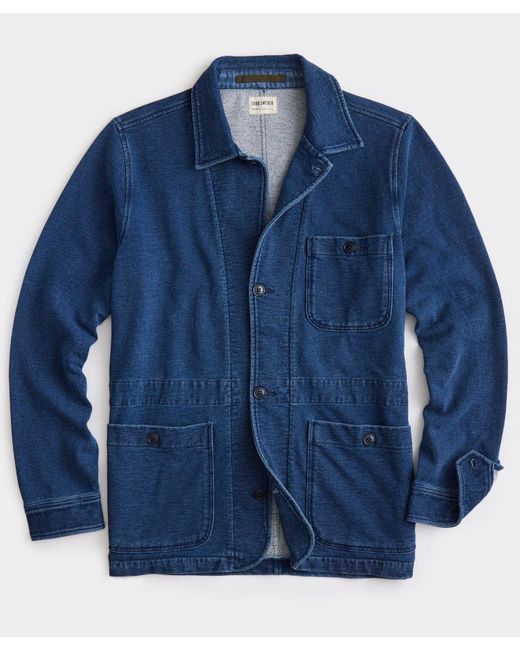 Todd Snyder Blue Knit Studio Coat In Medium Indigo for men