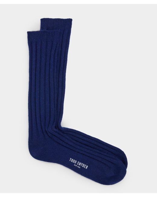 Todd Snyder Blue Cashmere Solid Sock for men