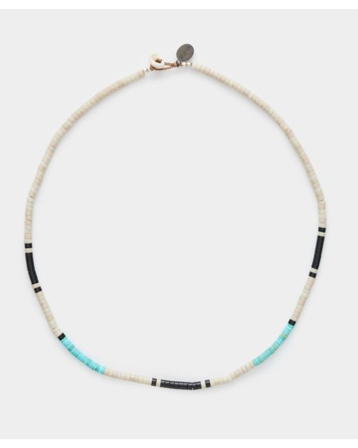 Mikia White Heishi Beans Necklace Jasper Turquois Beige for men