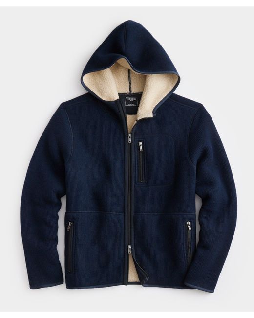 Todd Snyder Blue Deep Pile Sherpa-lined Zip Hoodie for men